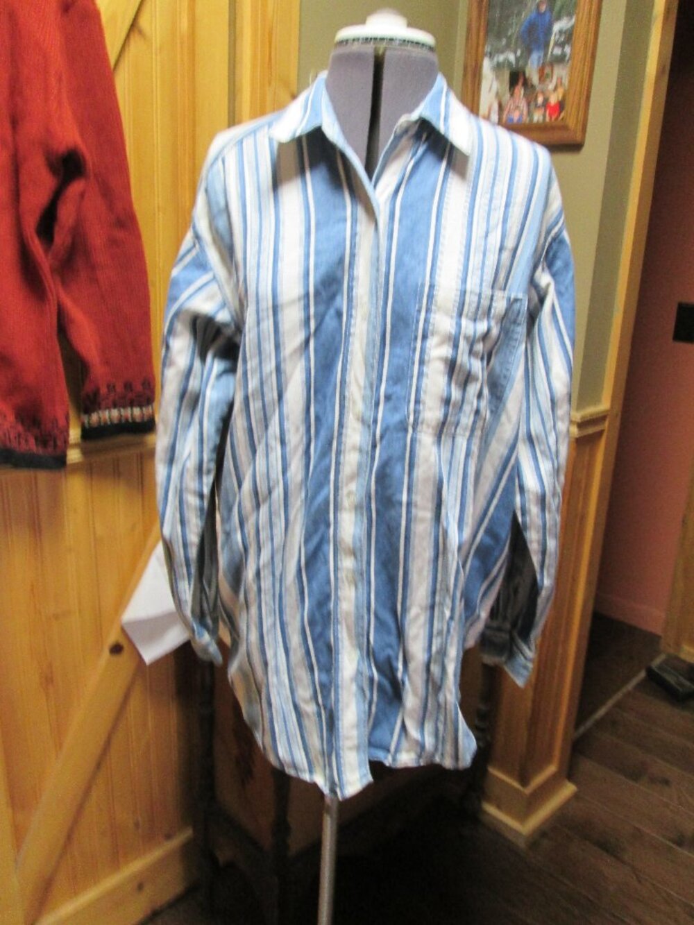 vtg striped jean denim blouse Kikomo med